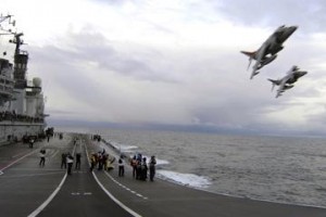 Final Harrier jet launch from HMS Ark Royal