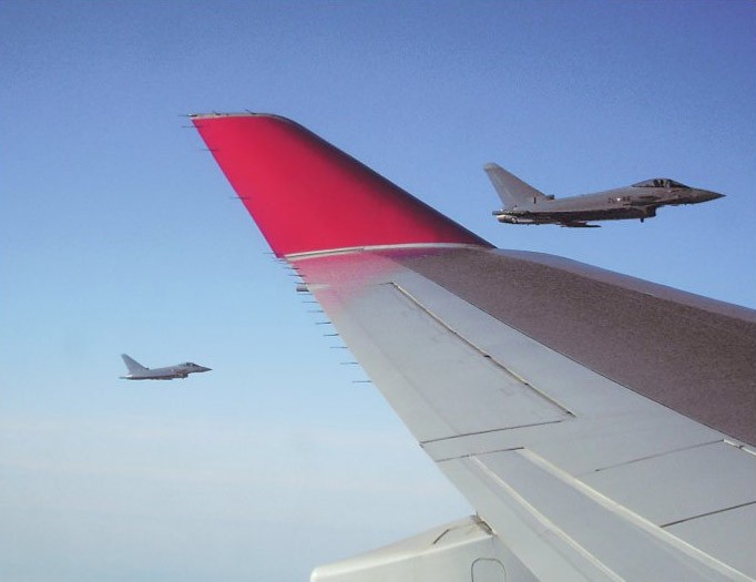 Eurofighters from Austrian Air Force escort Indian President's Air India One