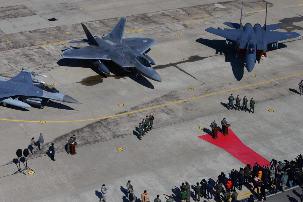 US Air Force F-22's arrive at Osan Air Base