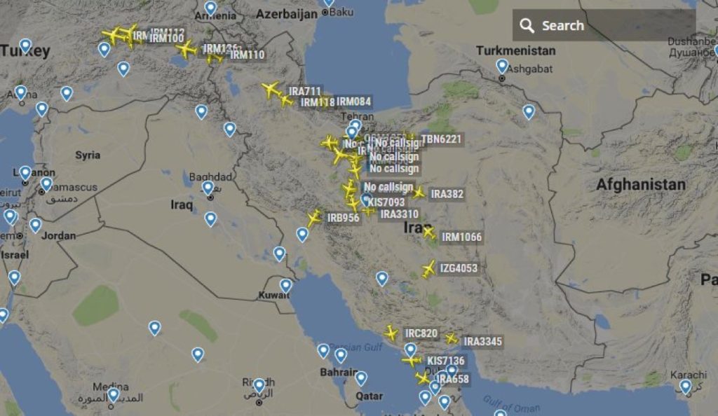 Dozens of Aircraft with No Call-signs and Destination are leaving Iran. Are the powerful and the rich fleeing Iran?